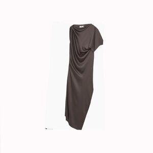 Elegant Brown Draped Dress